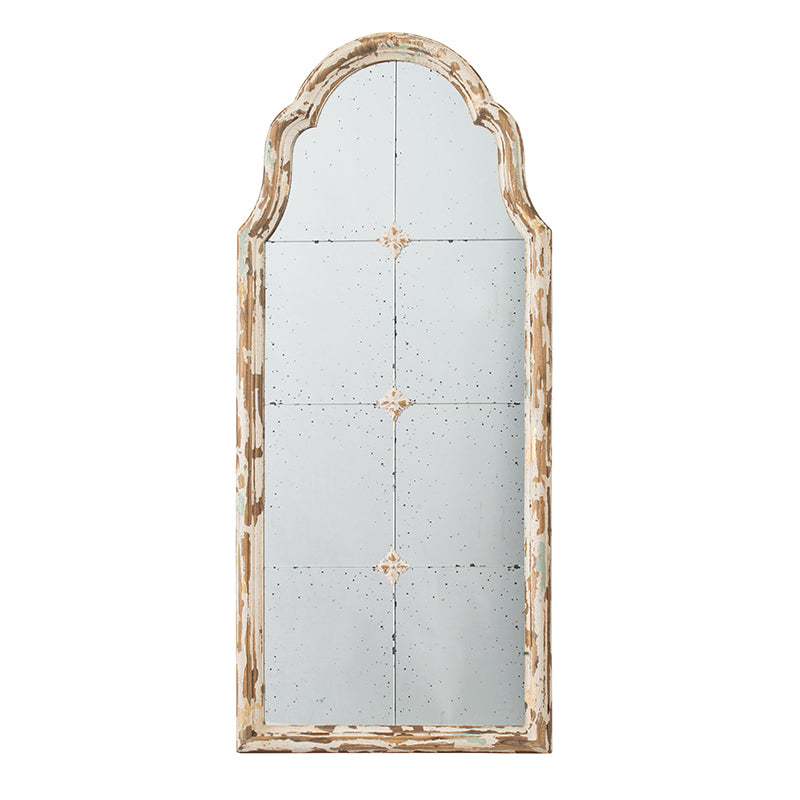 Wall mirror | Large Cream & Gold Framed Wall Mirror, Wood Arched Mirror with Decorative Window Look for Living Room, Bathroom, Entryway | casafoyer.myshopify.com