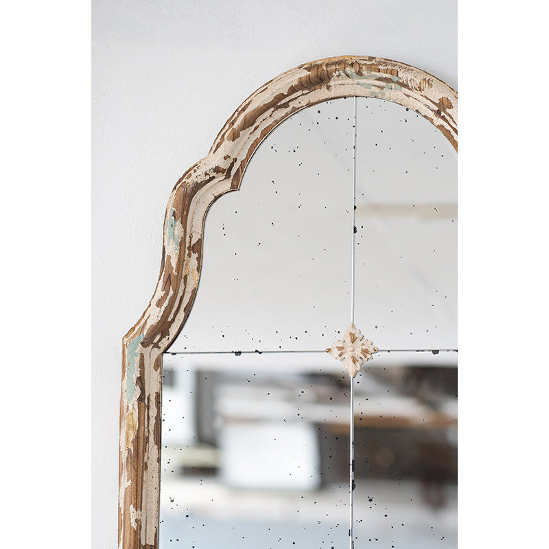 Wall mirror | Large Cream & Gold Framed Wall Mirror, Wood Arched Mirror with Decorative Window Look for Living Room, Bathroom, Entryway | casafoyer.myshopify.com