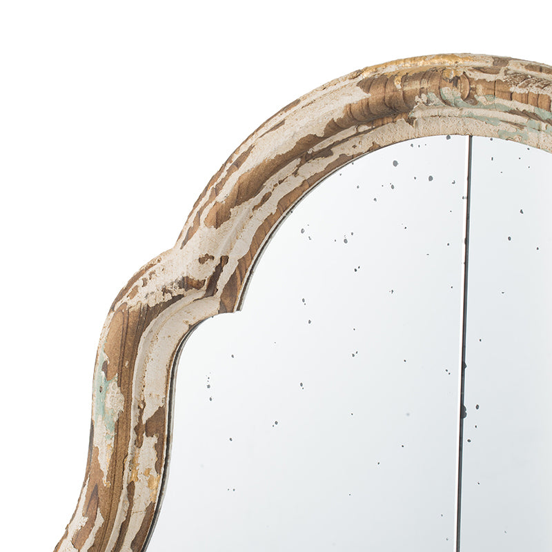 Wall mirror | Large Cream & Gold Framed Wall Mirror, Wood Arched Mirror with Decorative Window Look for Living Room, Bathroom, Entryway | casafoyer.myshopify.com