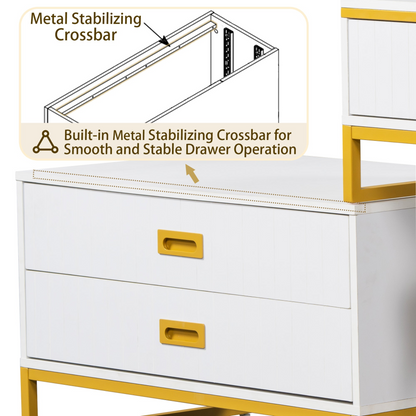 DRESSER | Modern Style Vanity Table With Movable Side Cabinet And 4-Drawers | casafoyer.myshopify.com