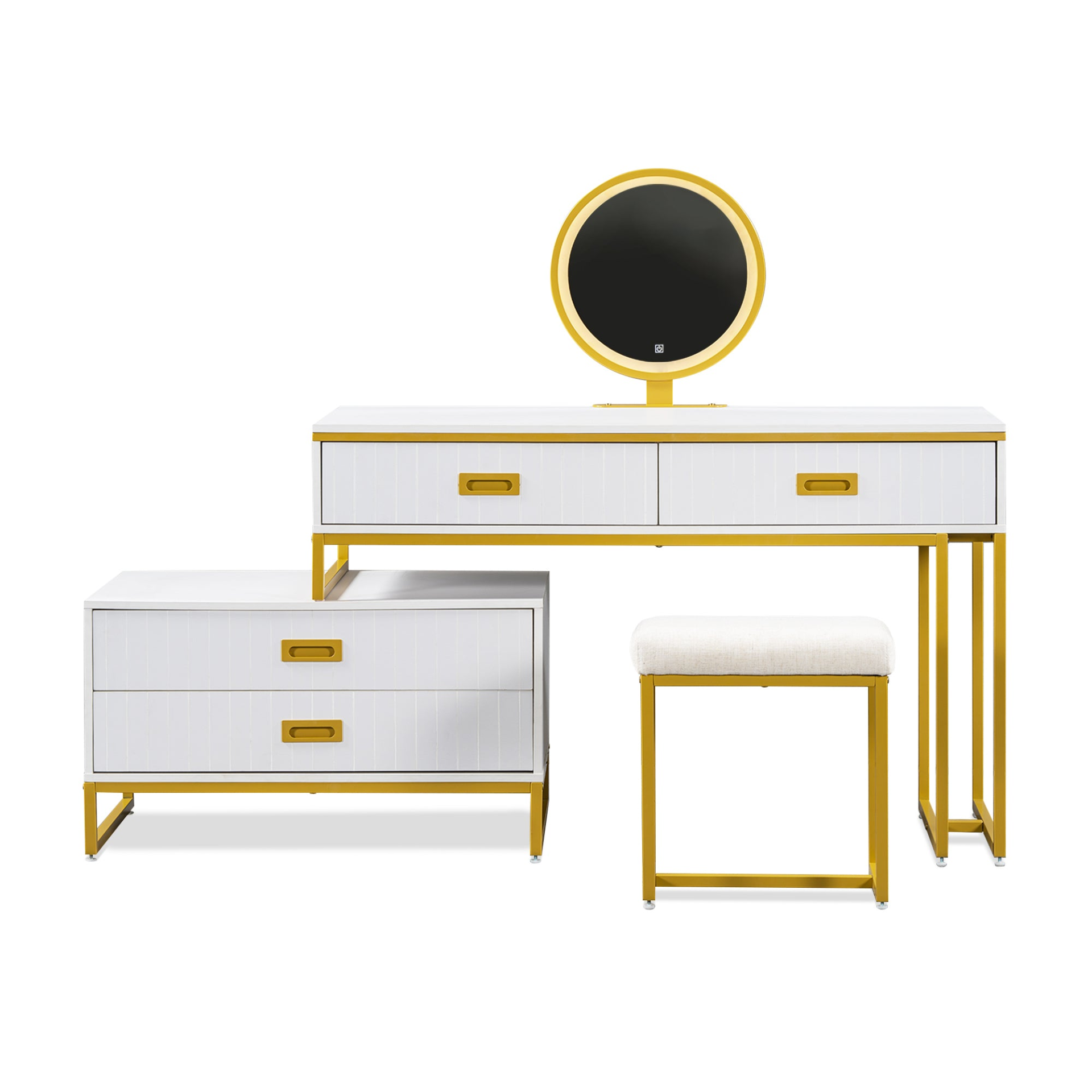 DRESSER | Modern Style Vanity Table With Movable Side Cabinet And 4-Drawers | casafoyer.myshopify.com