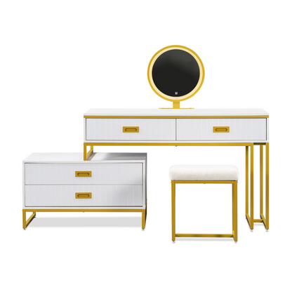 DRESSER | Modern Style Vanity Table With Movable Side Cabinet And 4-Drawers | casafoyer.myshopify.com