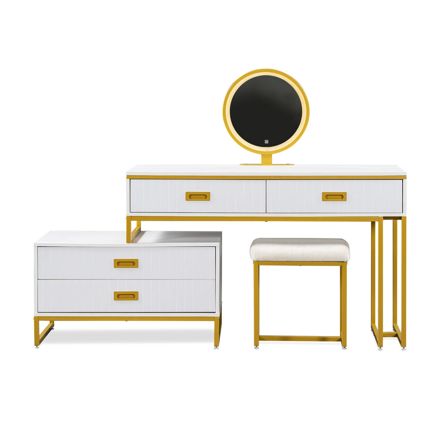 DRESSER | Modern Style Vanity Table With Movable Side Cabinet And 4-Drawers | casafoyer.myshopify.com