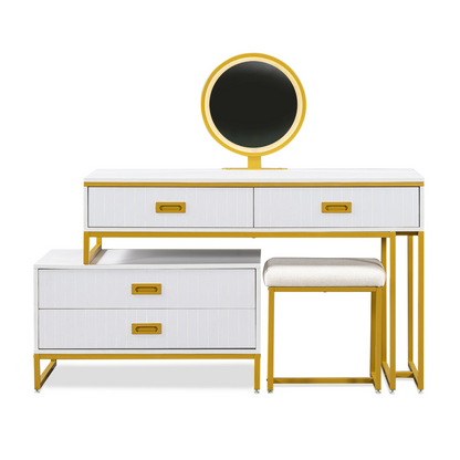 DRESSER | Modern Style Vanity Table With Movable Side Cabinet And 4-Drawers | casafoyer.myshopify.com