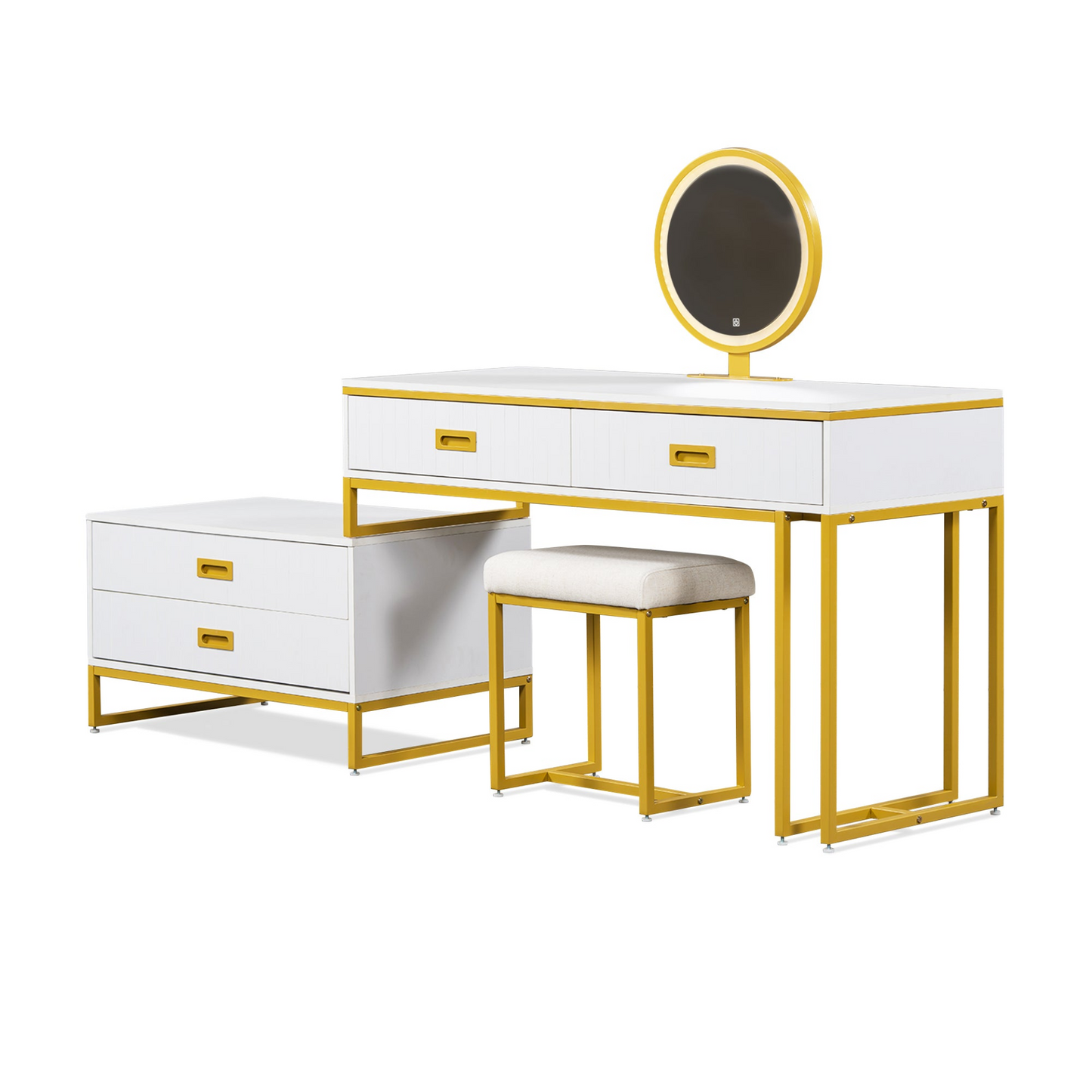 DRESSER | Modern Style Vanity Table With Movable Side Cabinet And 4-Drawers | casafoyer.myshopify.com