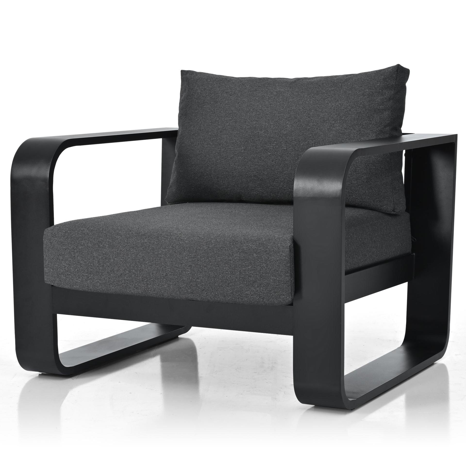 Patio Furntiure Sets | 3-pieces Aluminum Frame Patio Furniture With 6.7inch Thick Cushion And Coffee Table, All Weather Use Olefin fabric Outdoor Chair, Gray And Black | casafoyer.myshopify.com