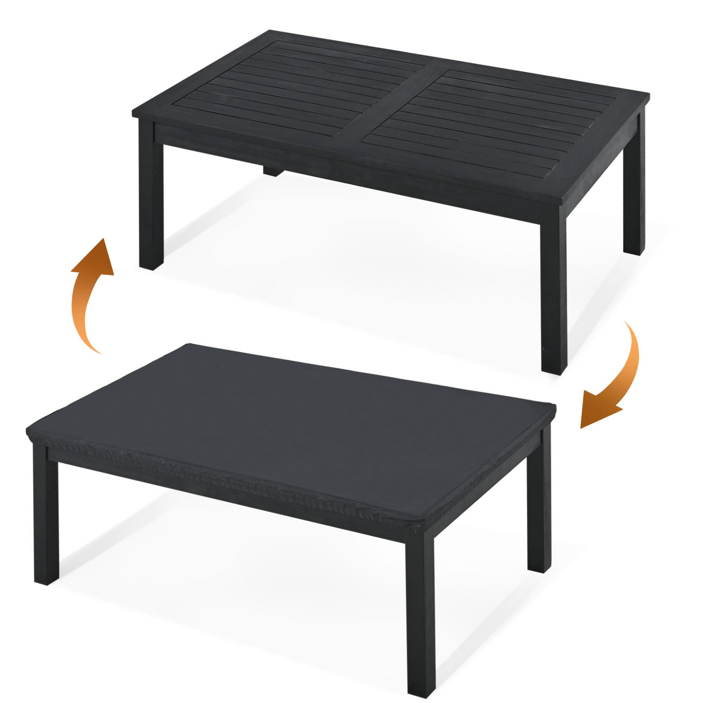 Sofa & Chair sets | 4-Piece V-shaped Seats Set, Acacia Solid Wood Outdoor Sofa - Black and Gray | casafoyer.myshopify.com