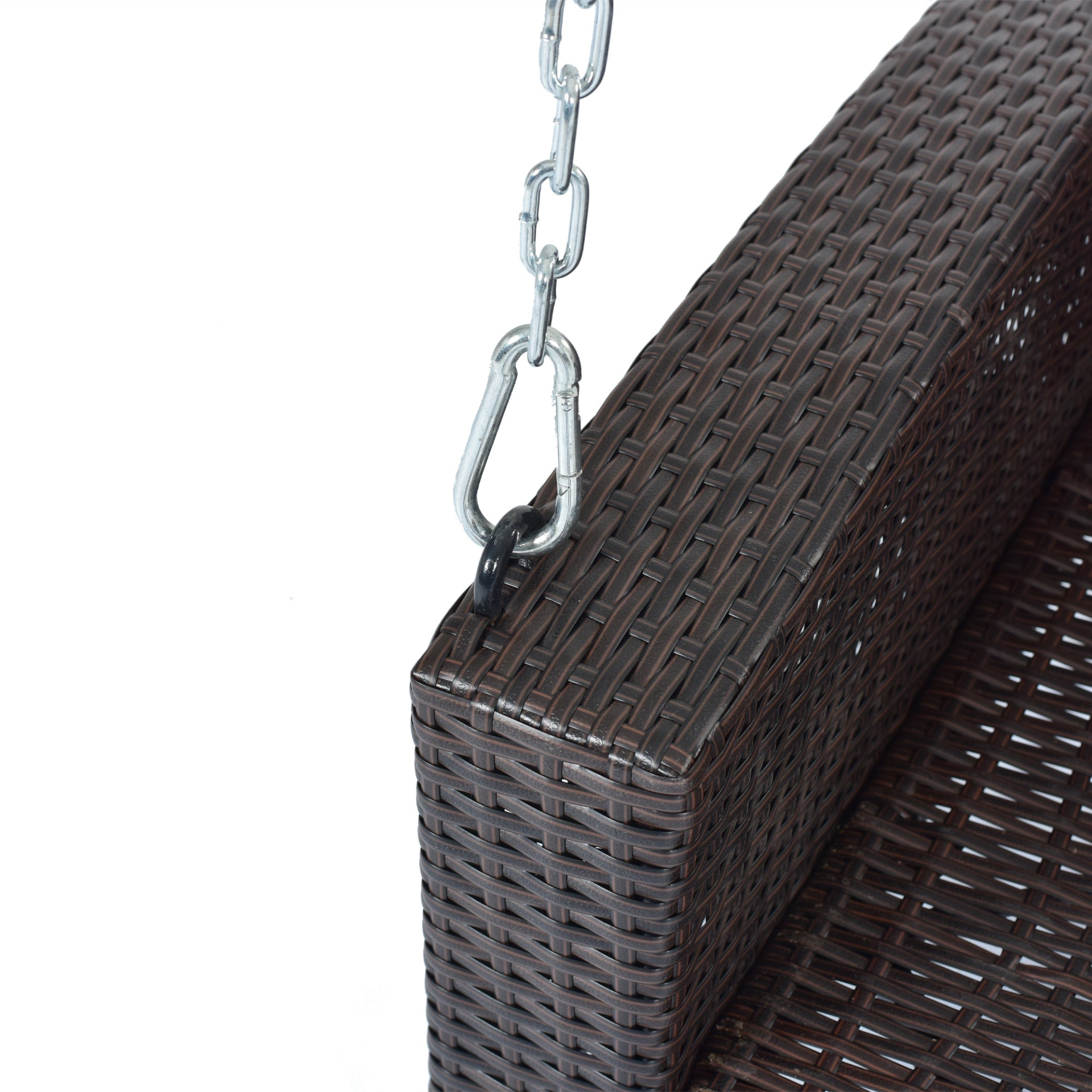 Porch Swing | 2-Person Wicker Hanging Porch Swing with Chains, Cushion, Pillow, Rattan Swing Bench | casafoyer.myshopify.com