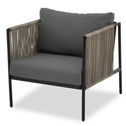 Sofa & Chair sets | 4-Piece Rope Sofa Set with Thick Cushions and Toughened Glass Table, All-Weather Patio Furniture Set, Gray | casafoyer.myshopify.com
