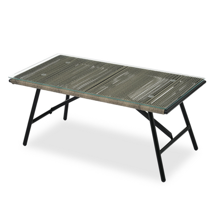 Sofa & Chair sets | 4-Piece Rope Sofa Set with Thick Cushions and Toughened Glass Table, All-Weather Patio Furniture Set, Gray | casafoyer.myshopify.com