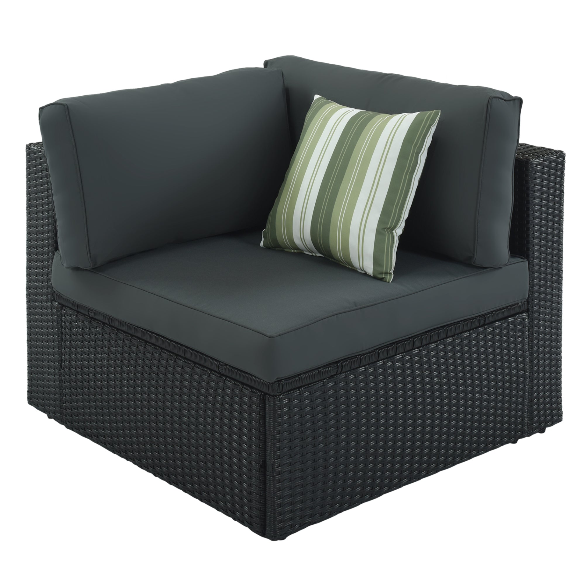 Patio Furntiure Sets | 7-Piece Outdoor Wicker Sofa Set - Rattan Sofa Lounger with Striped Green Pillows | casafoyer.myshopify.com