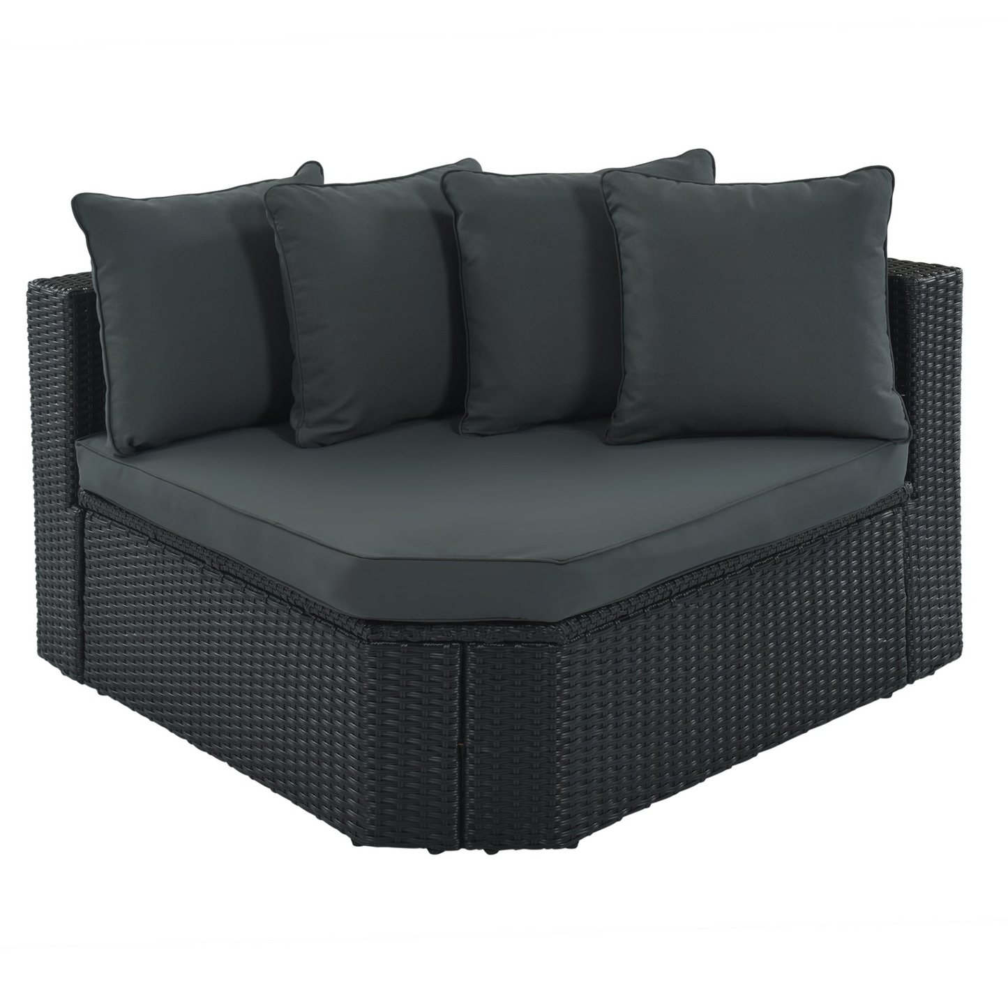 Patio Furntiure Sets | 7-Piece Outdoor Wicker Sofa Set - Rattan Sofa Lounger with Striped Green Pillows | casafoyer.myshopify.com