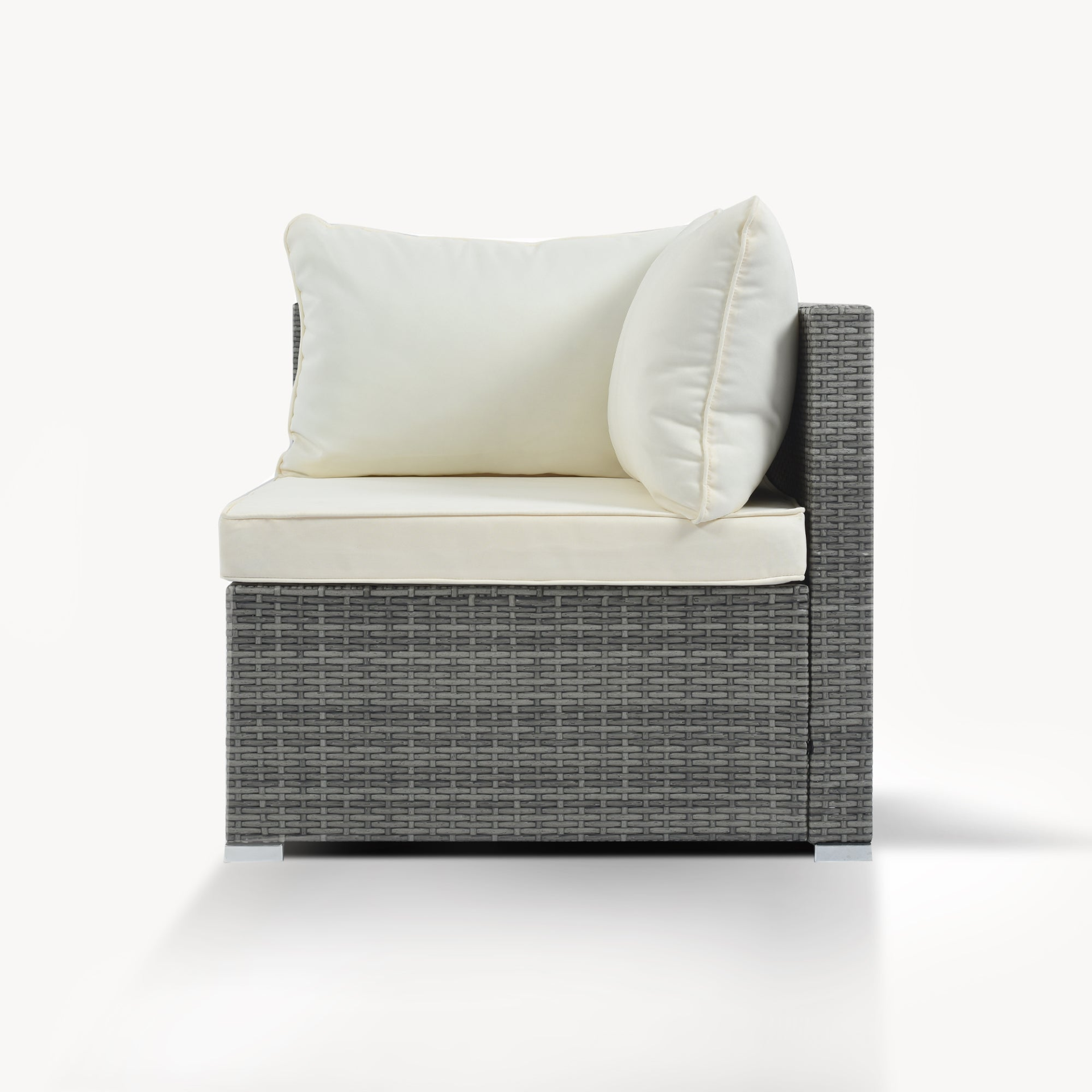 Patio Furntiure Sets | 8-Pieces Outdoor Patio Furniture Sets, Garden Conversation Wicker Sofa Set, Single Sofa Combinable, Beige Cushions Gray Wicker | casafoyer.myshopify.com