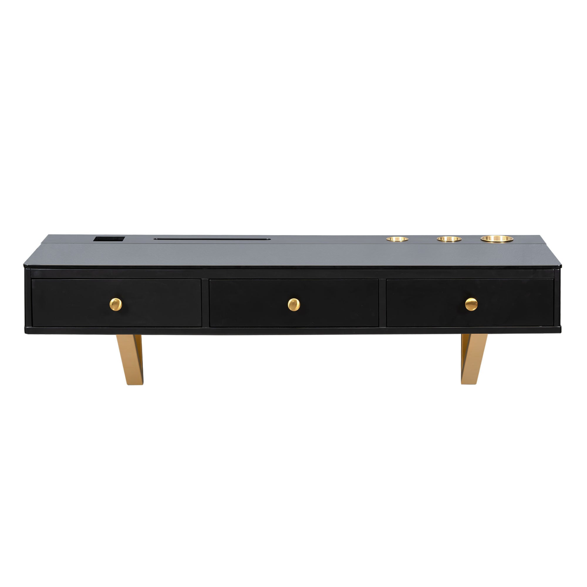 [product_type] | 47" Floating Shelf with Drawer, Wall-Mounted Vanity Table - Black and Golden | casafoyer.myshopify.com