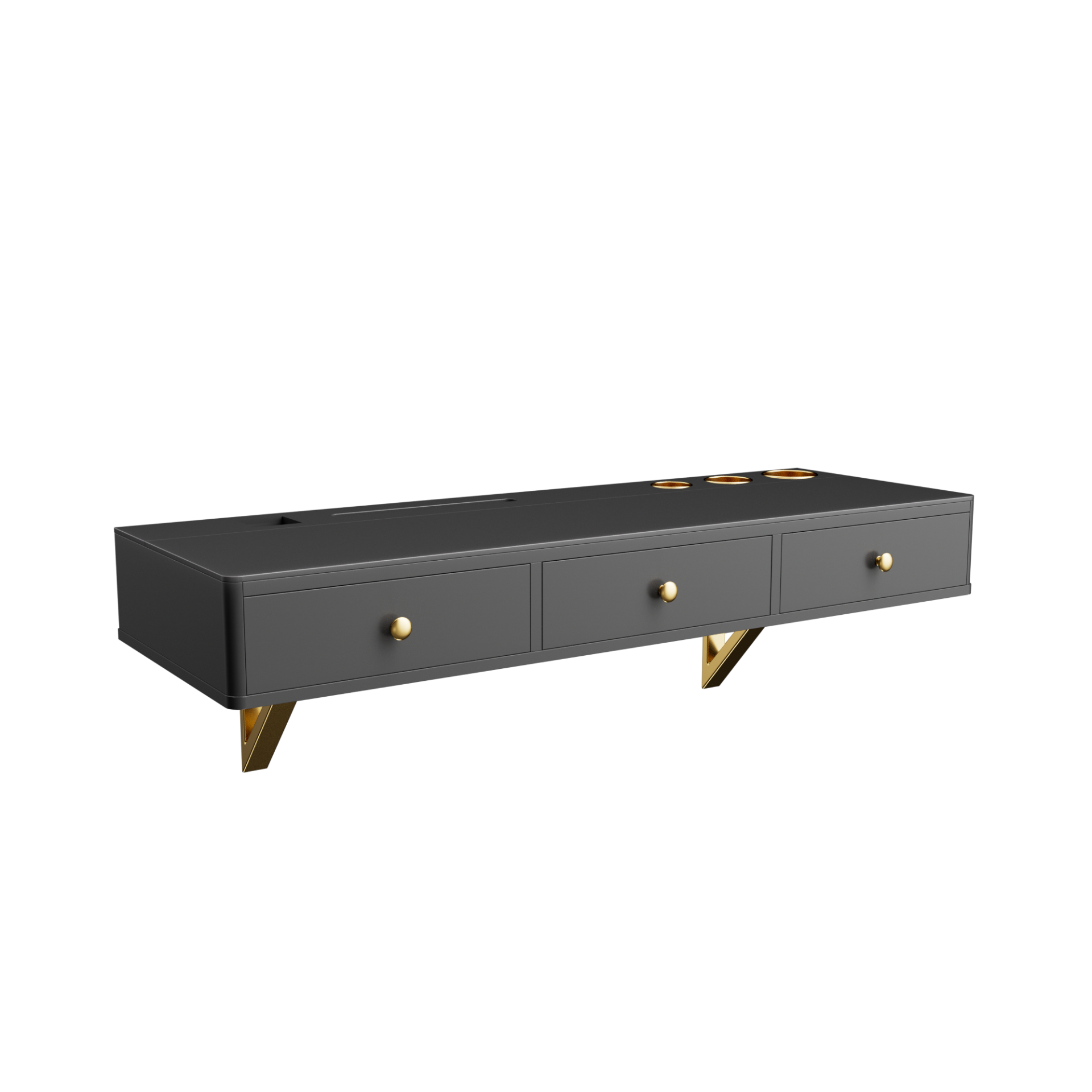 [product_type] | 47" Floating Shelf with Drawer, Wall-Mounted Vanity Table - Black and Golden | casafoyer.myshopify.com