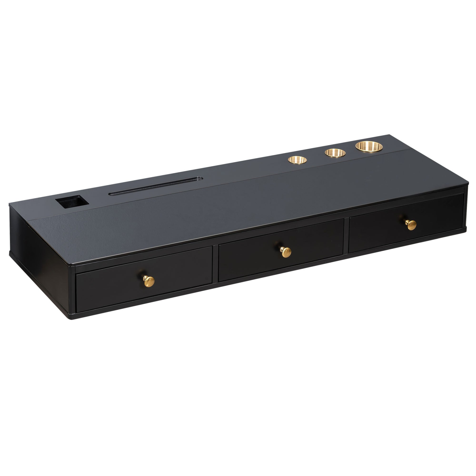 [product_type] | 47" Floating Shelf with Drawer, Wall-Mounted Vanity Table - Black and Golden | casafoyer.myshopify.com