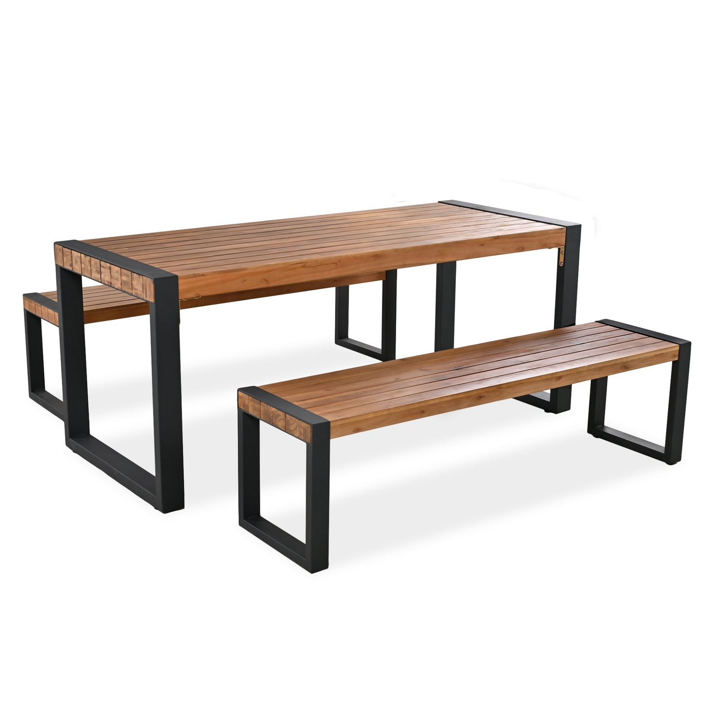 Patio Furntiure Sets | 3-Piece Outdoor Dining Table Set with 2 Benches | Patio Dining Set | casafoyer.myshopify.com