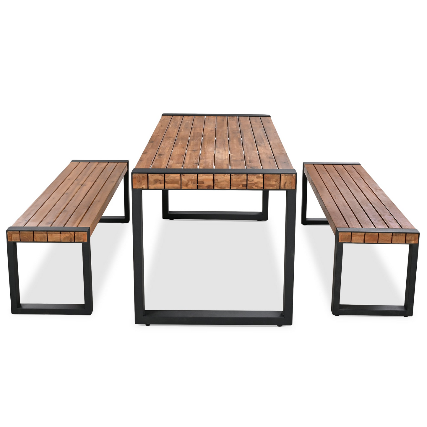 Patio Furntiure Sets | 3-Piece Outdoor Dining Table Set with 2 Benches | Patio Dining Set | casafoyer.myshopify.com