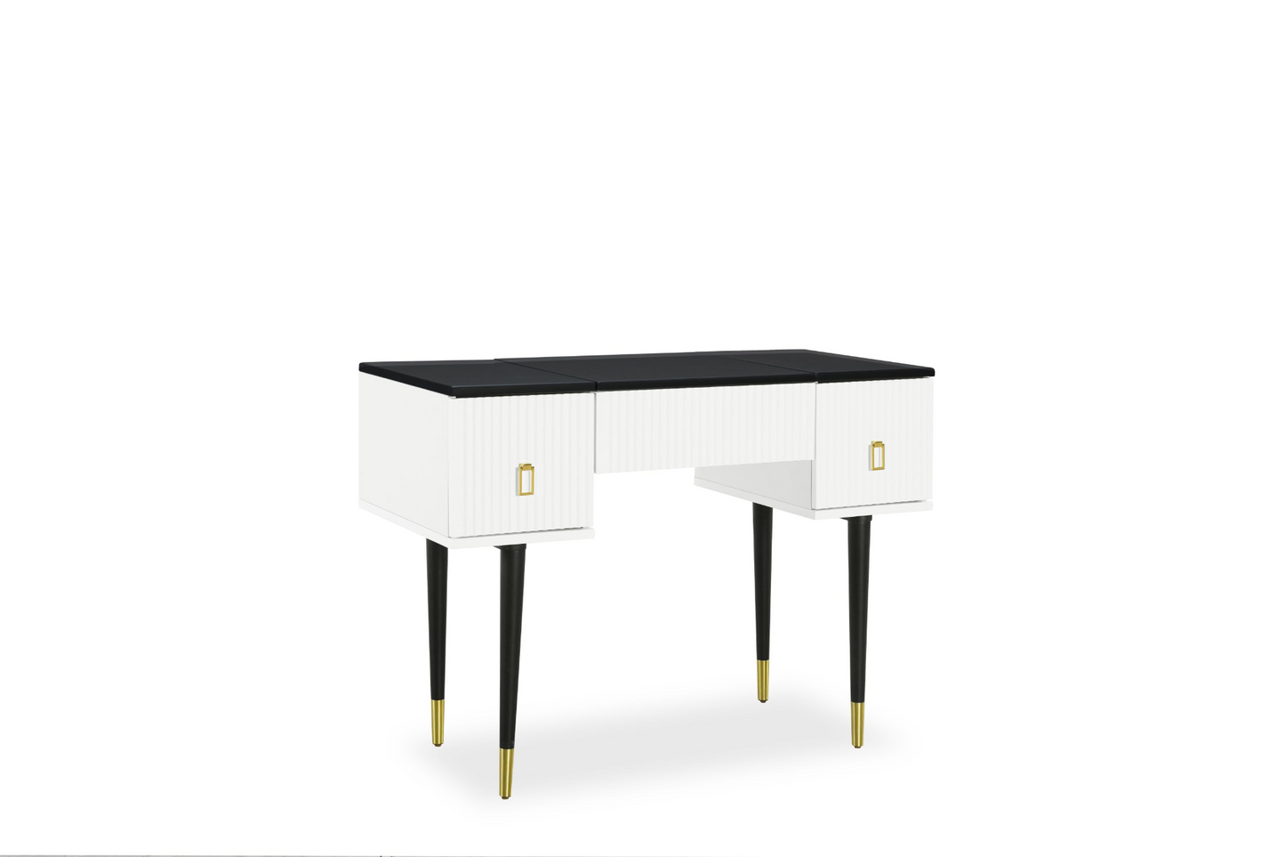 [product_type] | 43.3" Modern Vanity Table Set with Flip-top Mirror and LED Light, Dressing Table with Customizable Storage, White and Black | casafoyer.myshopify.com