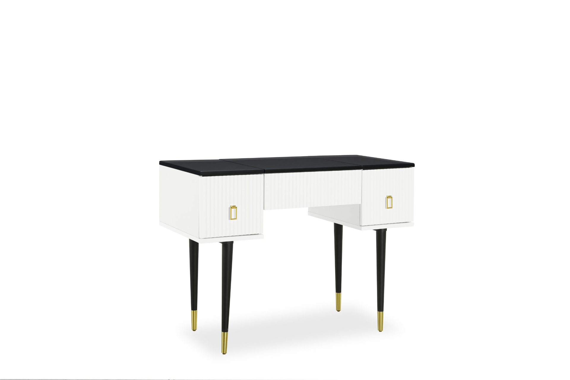 [product_type] | 43.3" Modern Vanity Table Set with Flip-top Mirror and LED Light, Dressing Table with Customizable Storage, White and Black | casafoyer.myshopify.com