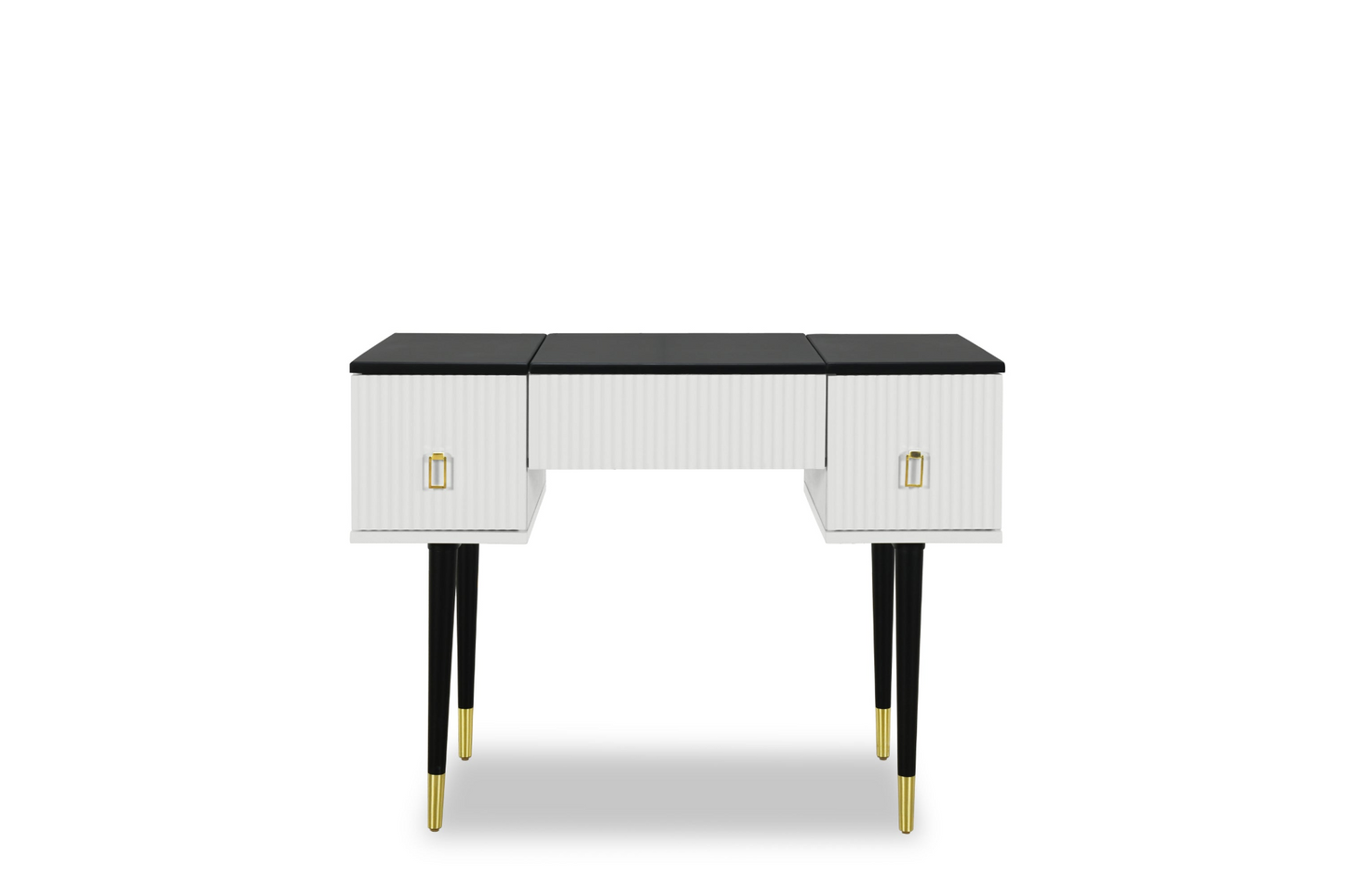 [product_type] | 43.3" Modern Vanity Table Set with Flip-top Mirror and LED Light, Dressing Table with Customizable Storage, White and Black | casafoyer.myshopify.com