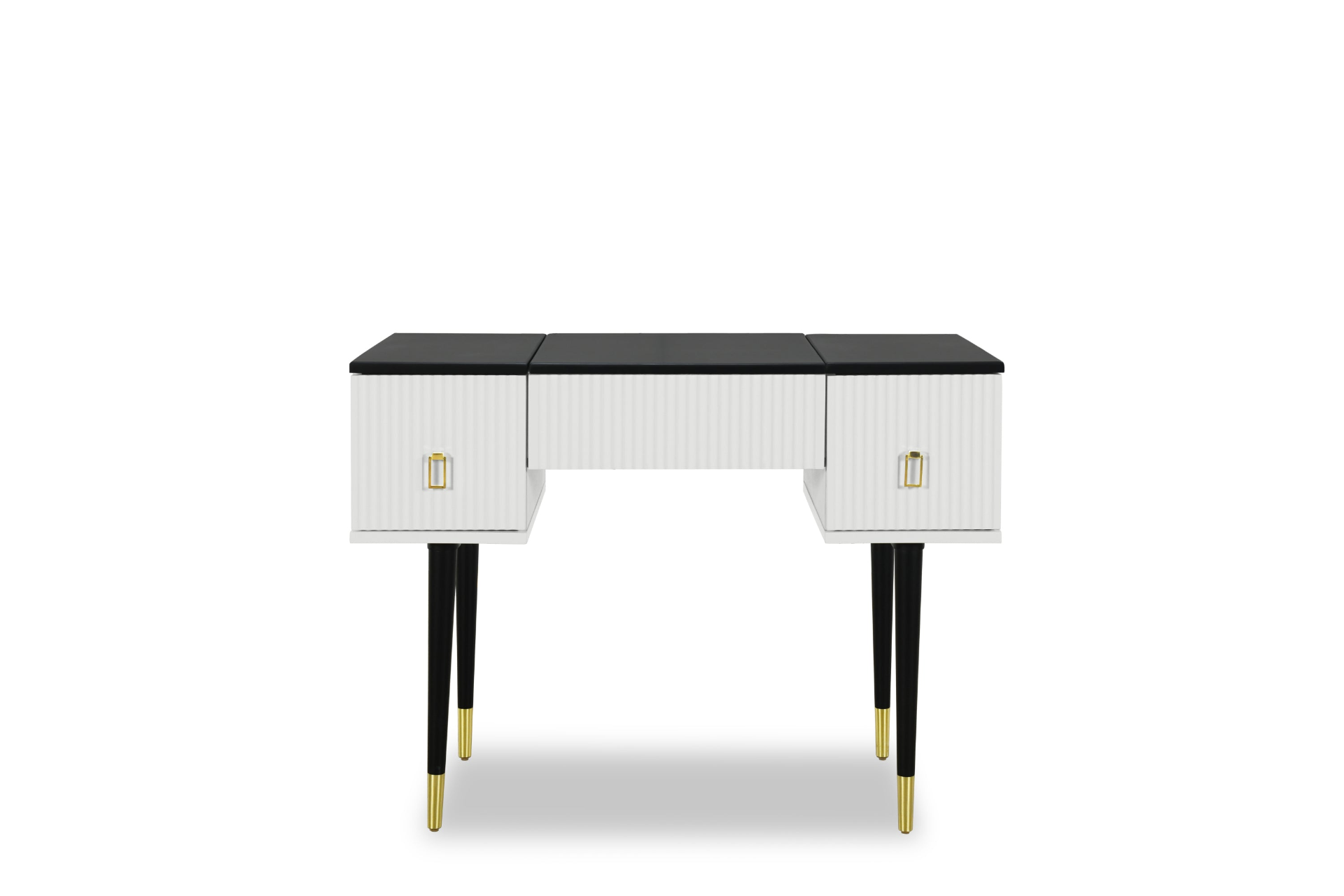 [product_type] | 43.3" Modern Vanity Table Set with Flip-top Mirror and LED Light, Dressing Table with Customizable Storage, White and Black | casafoyer.myshopify.com