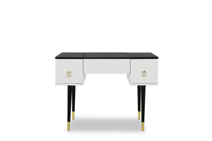 [product_type] | 43.3" Modern Vanity Table Set with Flip-top Mirror and LED Light, Dressing Table with Customizable Storage, White and Black | casafoyer.myshopify.com