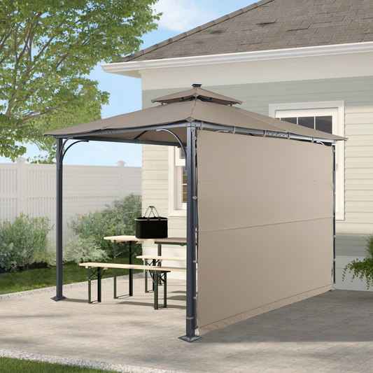 Patio Furntiure Sets | Patio Gazebo with Extended Side Shed/Awning and LED Light - Brown | Enhance Your Outdoor Space | casafoyer.myshopify.com