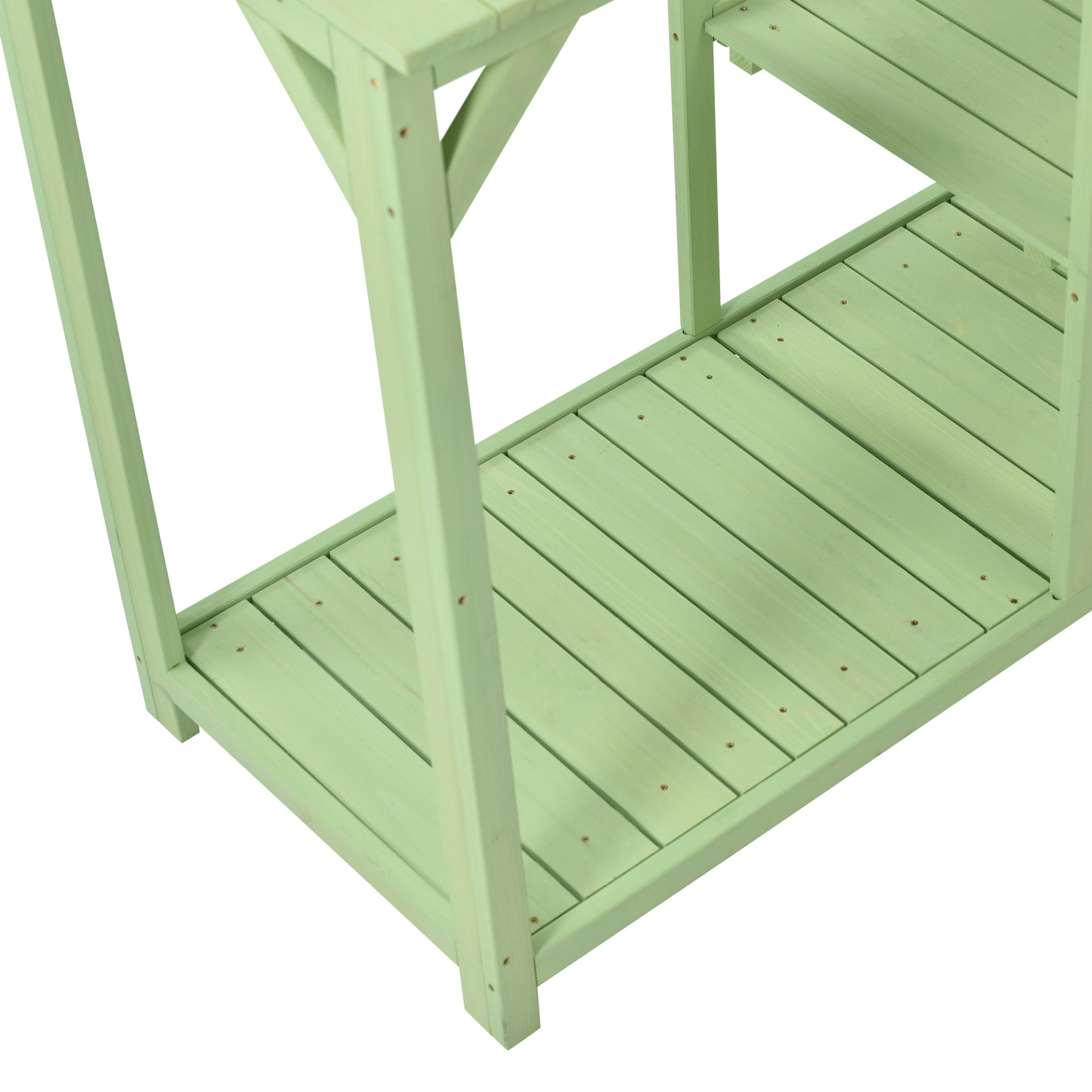 Table Decor | Large Outdoor Potting Bench, Garden Potting Table, Wood Workstation with 6-Tier Shelves, Large Tabletop and Side Hook for Mudroom, Backyard,Green | casafoyer.myshopify.com