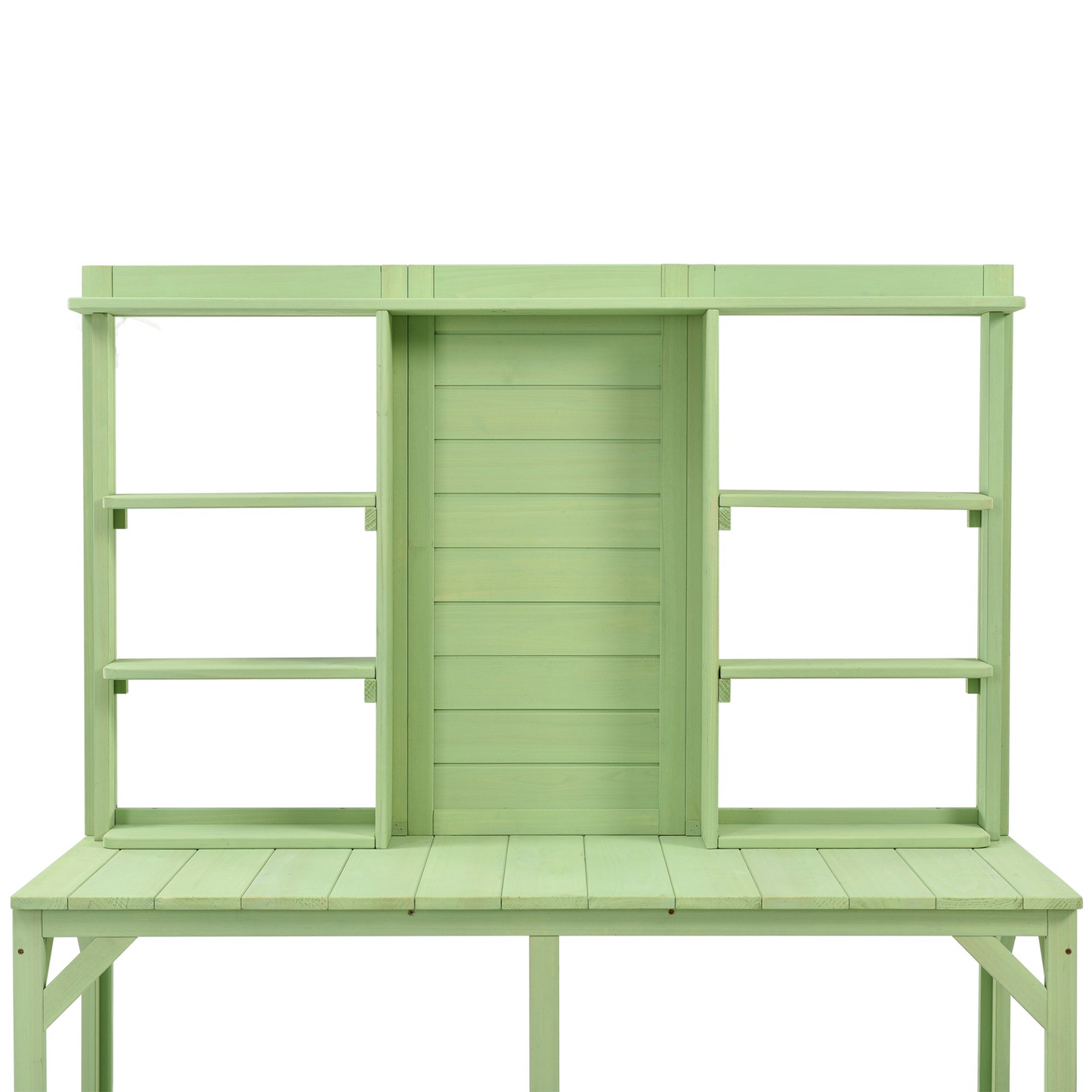 Table Decor | Large Outdoor Potting Bench, Garden Potting Table, Wood Workstation with 6-Tier Shelves, Large Tabletop and Side Hook for Mudroom, Backyard,Green | casafoyer.myshopify.com