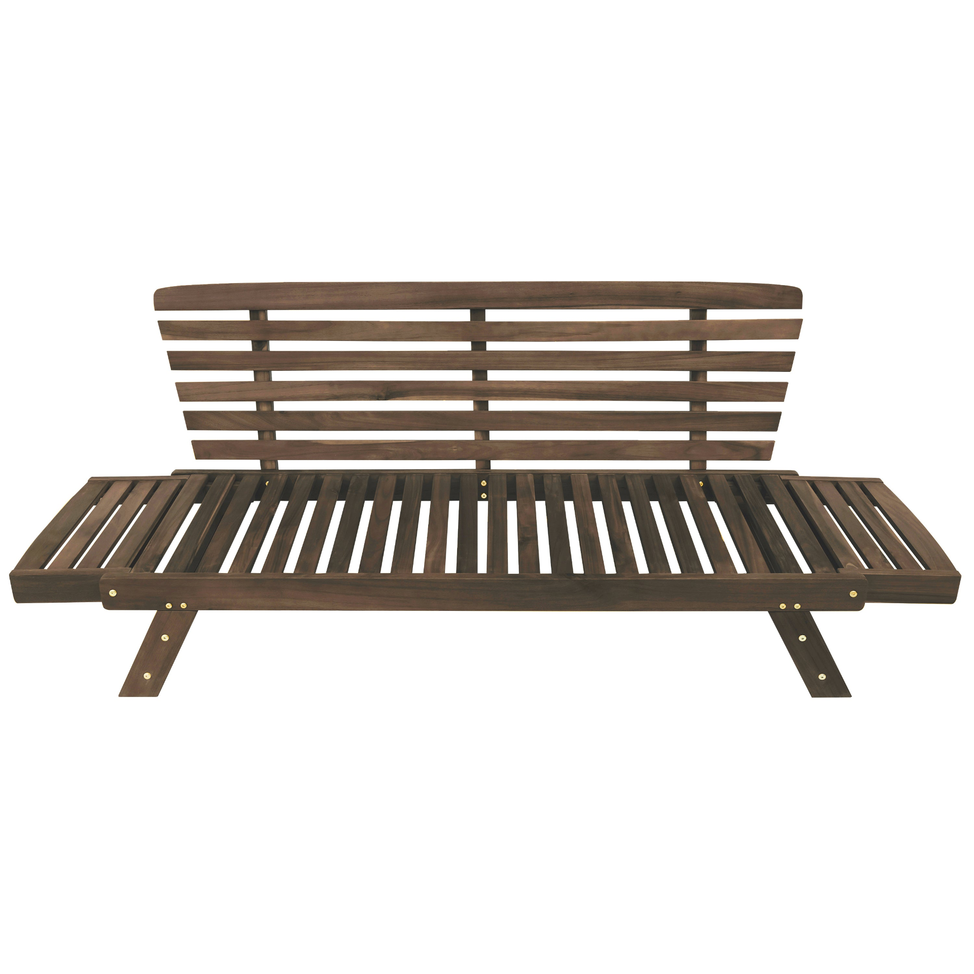 Patio Furntiure Sets | Outdoor Adjustable Patio Wooden Daybed Sofa Chaise Lounge with Cushions for Small Places, Brown Finish+Gray Cushion | casafoyer.myshopify.com