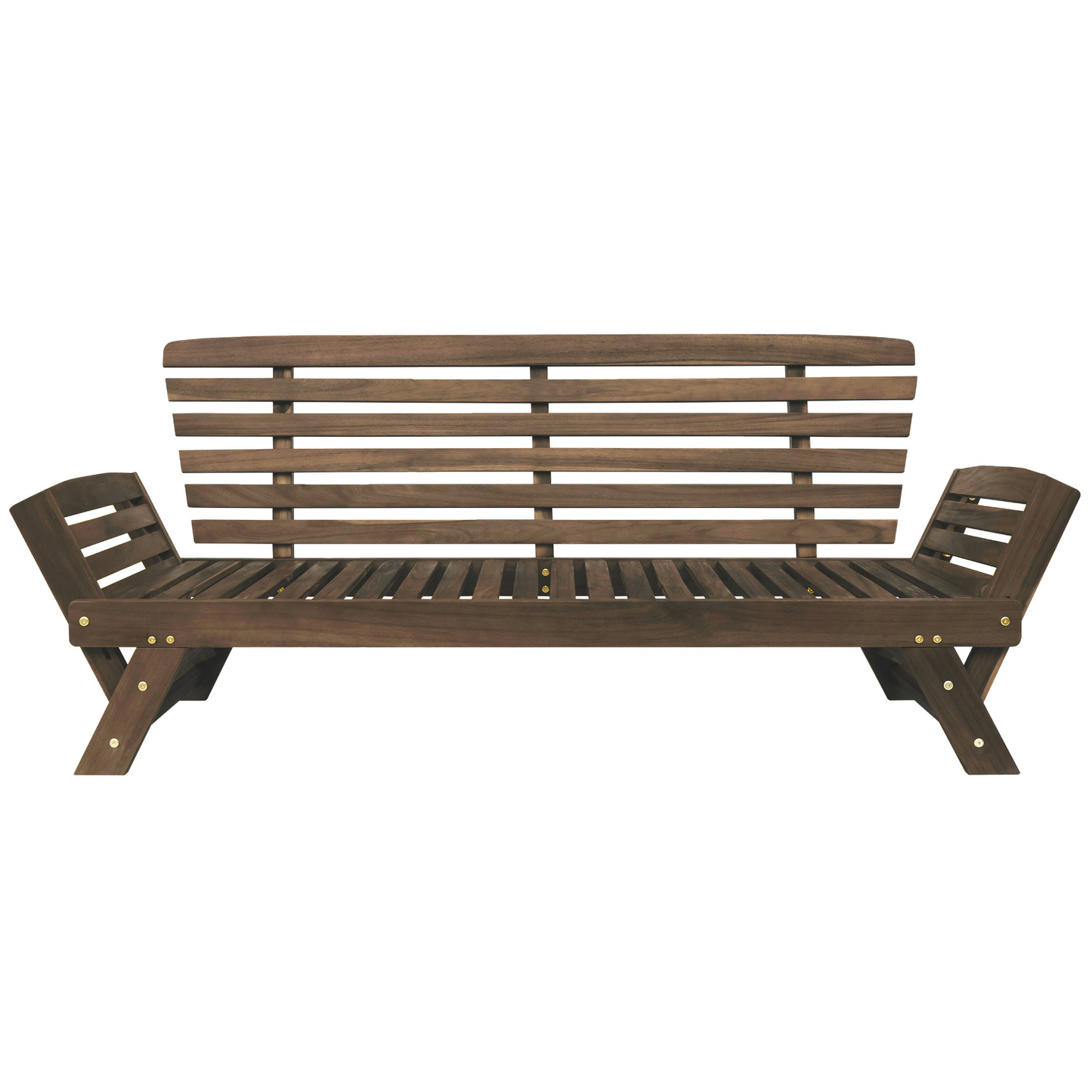 Patio Furntiure Sets | Outdoor Adjustable Patio Wooden Daybed Sofa Chaise Lounge with Cushions for Small Places, Brown Finish+Gray Cushion | casafoyer.myshopify.com