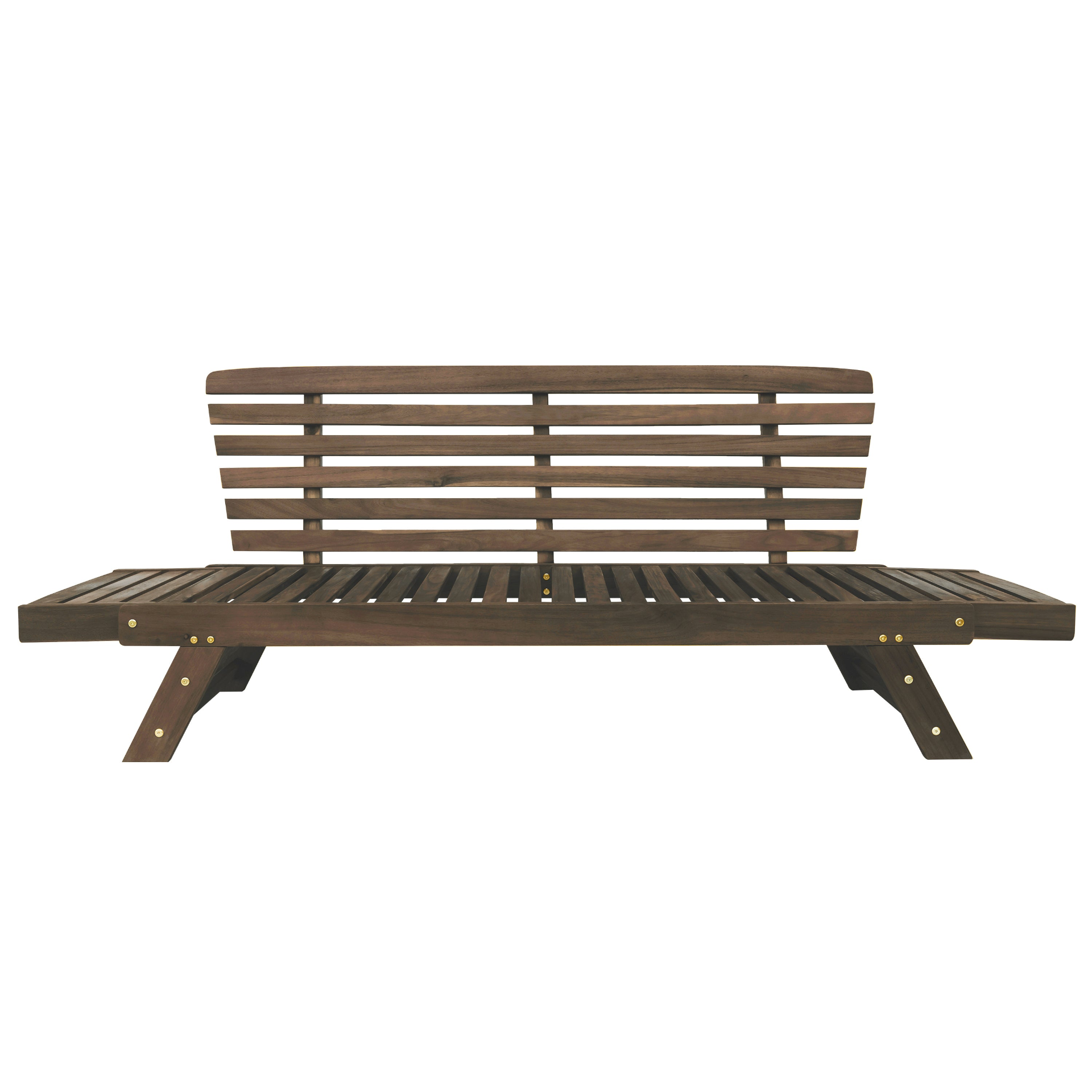 Patio Furntiure Sets | Outdoor Adjustable Patio Wooden Daybed Sofa Chaise Lounge with Cushions for Small Places, Brown Finish+Gray Cushion | casafoyer.myshopify.com