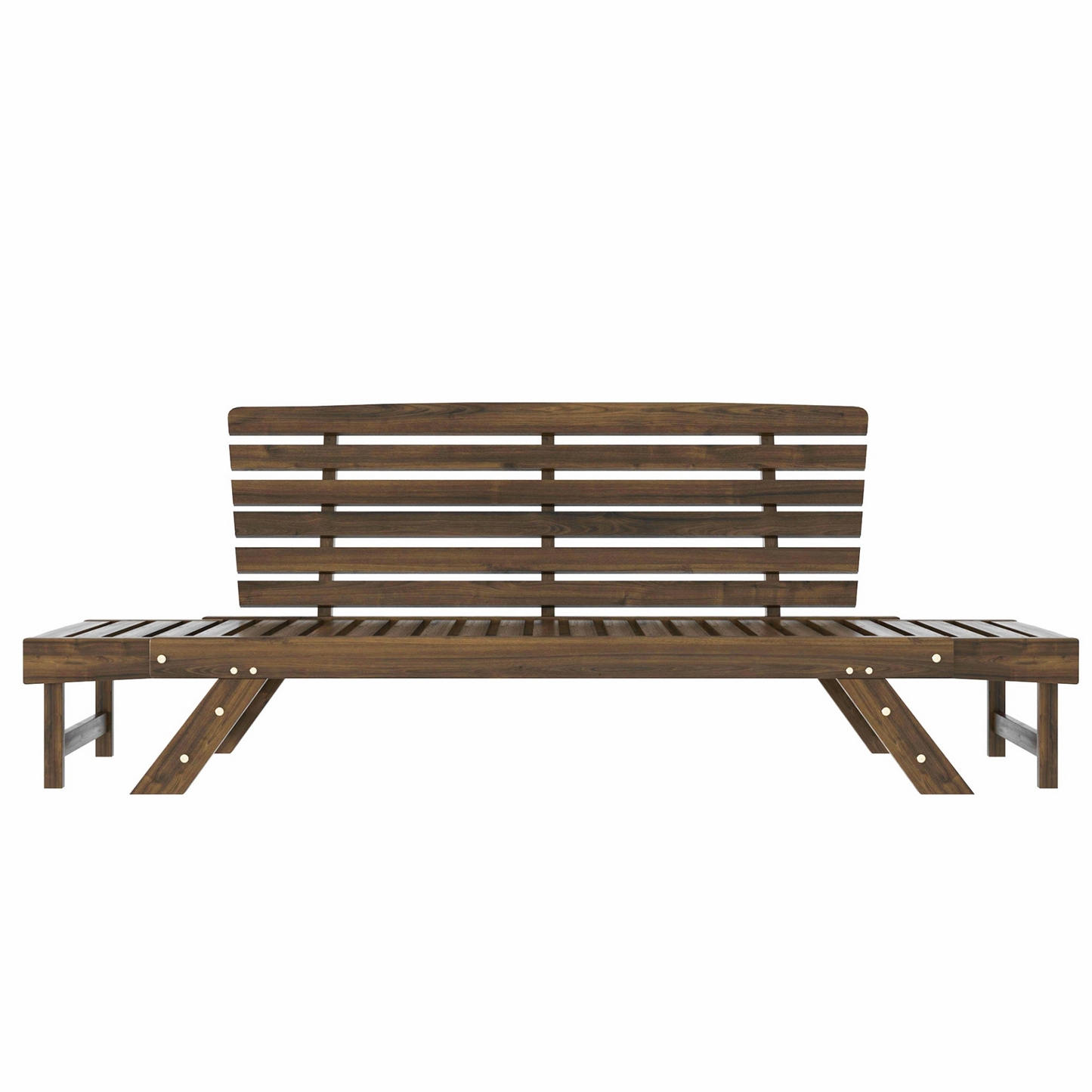 Patio Furntiure Sets | Outdoor Adjustable Patio Wooden Daybed Sofa Chaise Lounge with Cushions for Small Places, Brown Finish+Gray Cushion | casafoyer.myshopify.com