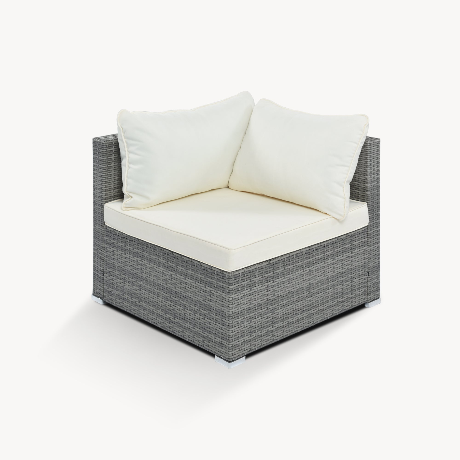 Patio Furntiure Sets | 8-Pieces Outdoor Patio Furniture Sets, Garden Conversation Wicker Sofa Set, Single Sofa Combinable, Beige Cushions Gray Wicker | casafoyer.myshopify.com