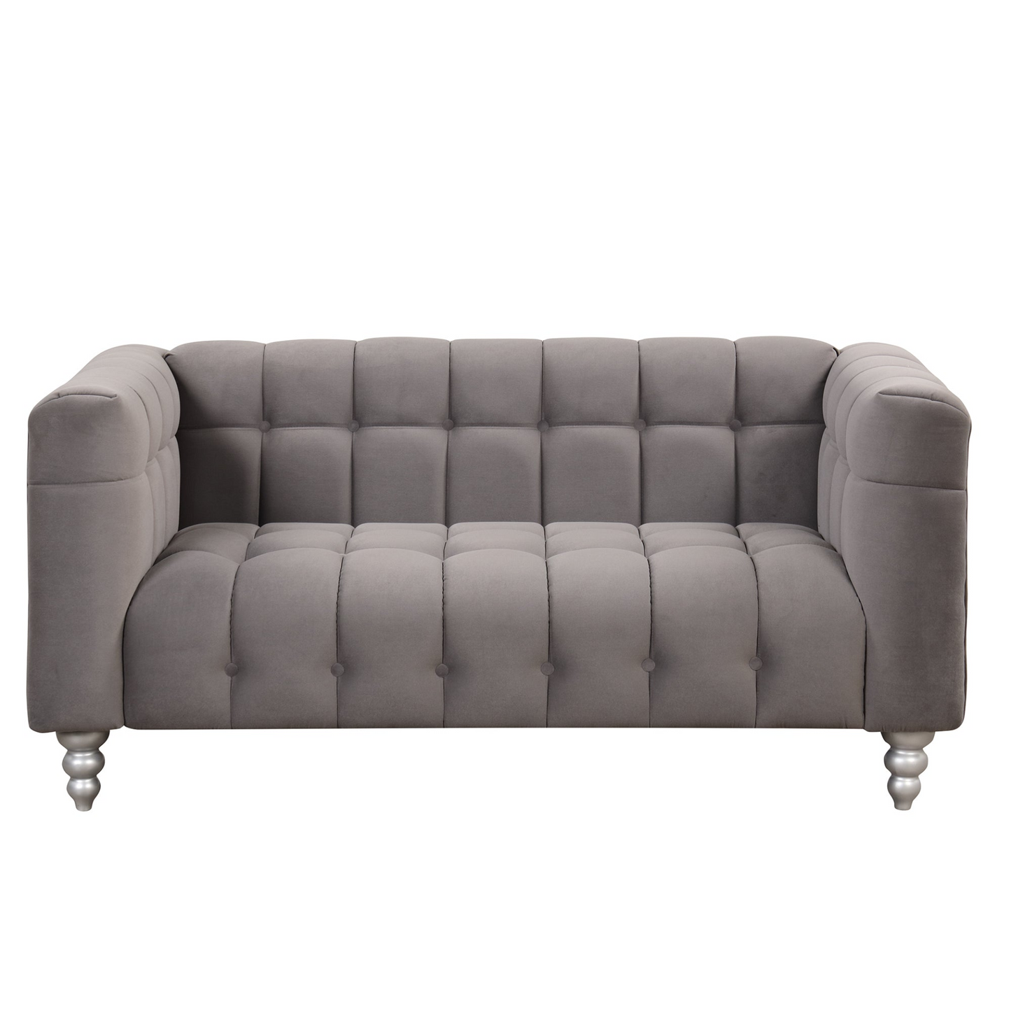 [product_type] | 63" Modern Sofa Dutch Fluff Upholstered Sofa with Solid Wood Legs, Buttoned Tufted Backrest, Gray | casafoyer.myshopify.com