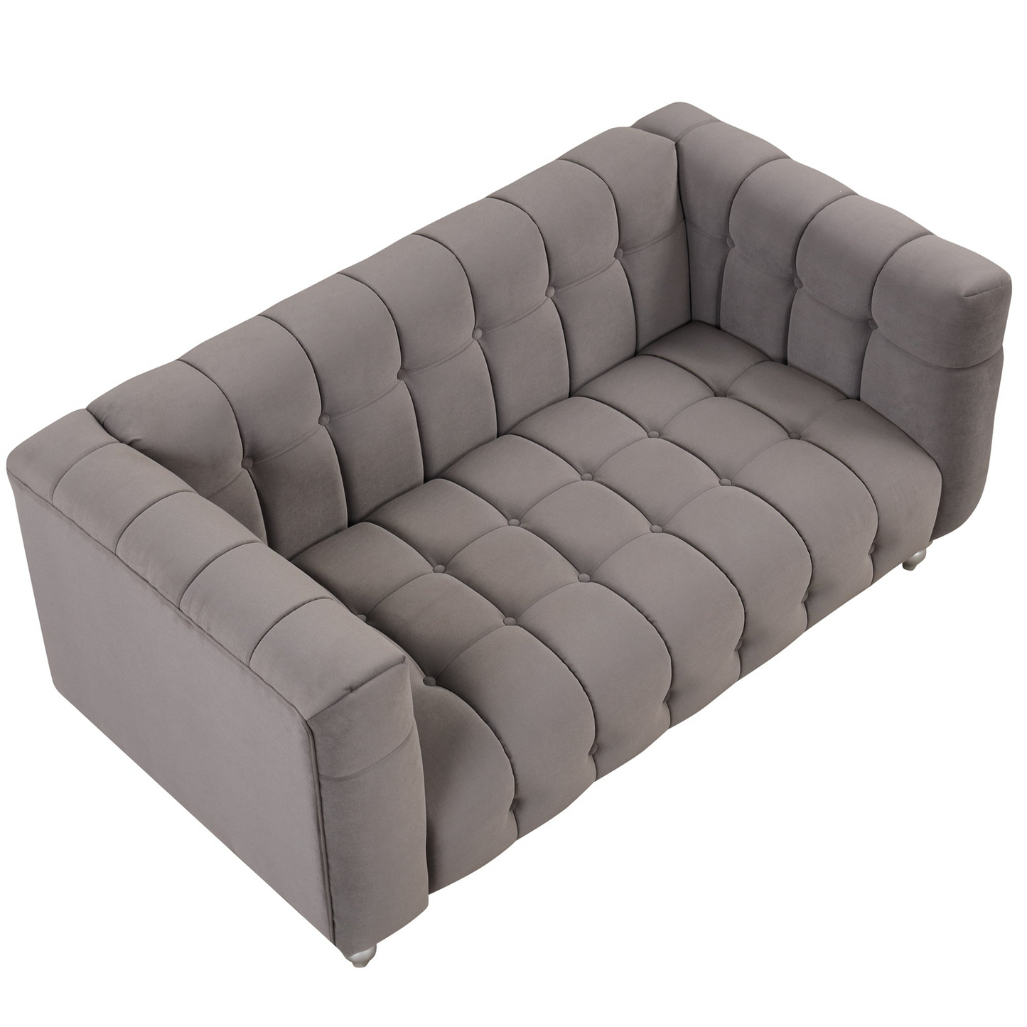 [product_type] | 63" Modern Sofa Dutch Fluff Upholstered Sofa with Solid Wood Legs, Buttoned Tufted Backrest, Gray | casafoyer.myshopify.com