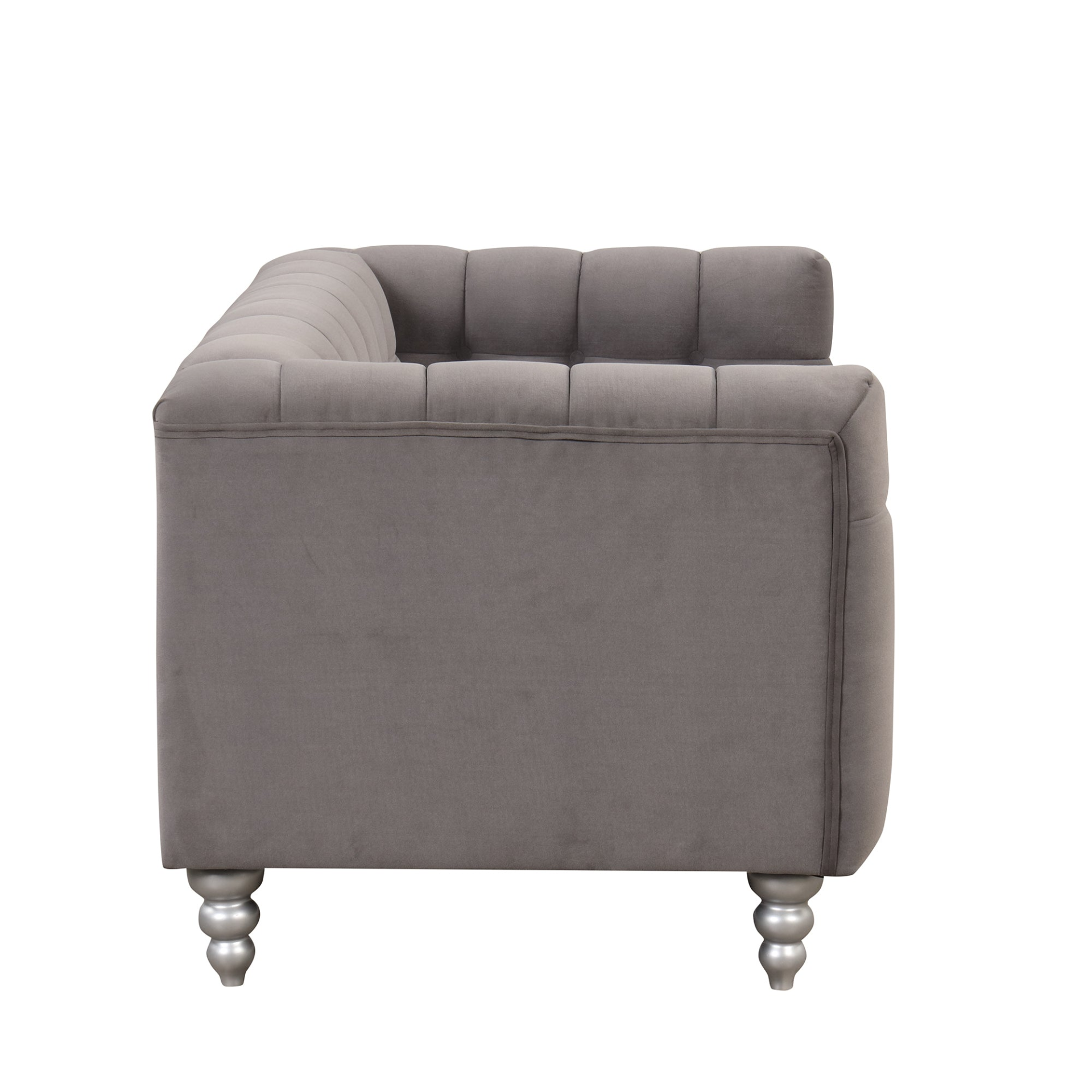 [product_type] | 63" Modern Sofa Dutch Fluff Upholstered Sofa with Solid Wood Legs, Buttoned Tufted Backrest, Gray | casafoyer.myshopify.com