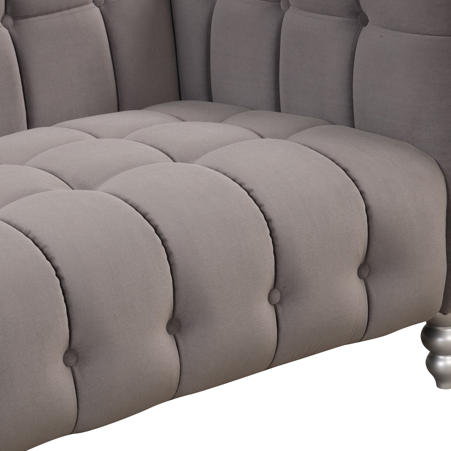 [product_type] | 63" Modern Sofa Dutch Fluff Upholstered Sofa with Solid Wood Legs, Buttoned Tufted Backrest, Gray | casafoyer.myshopify.com