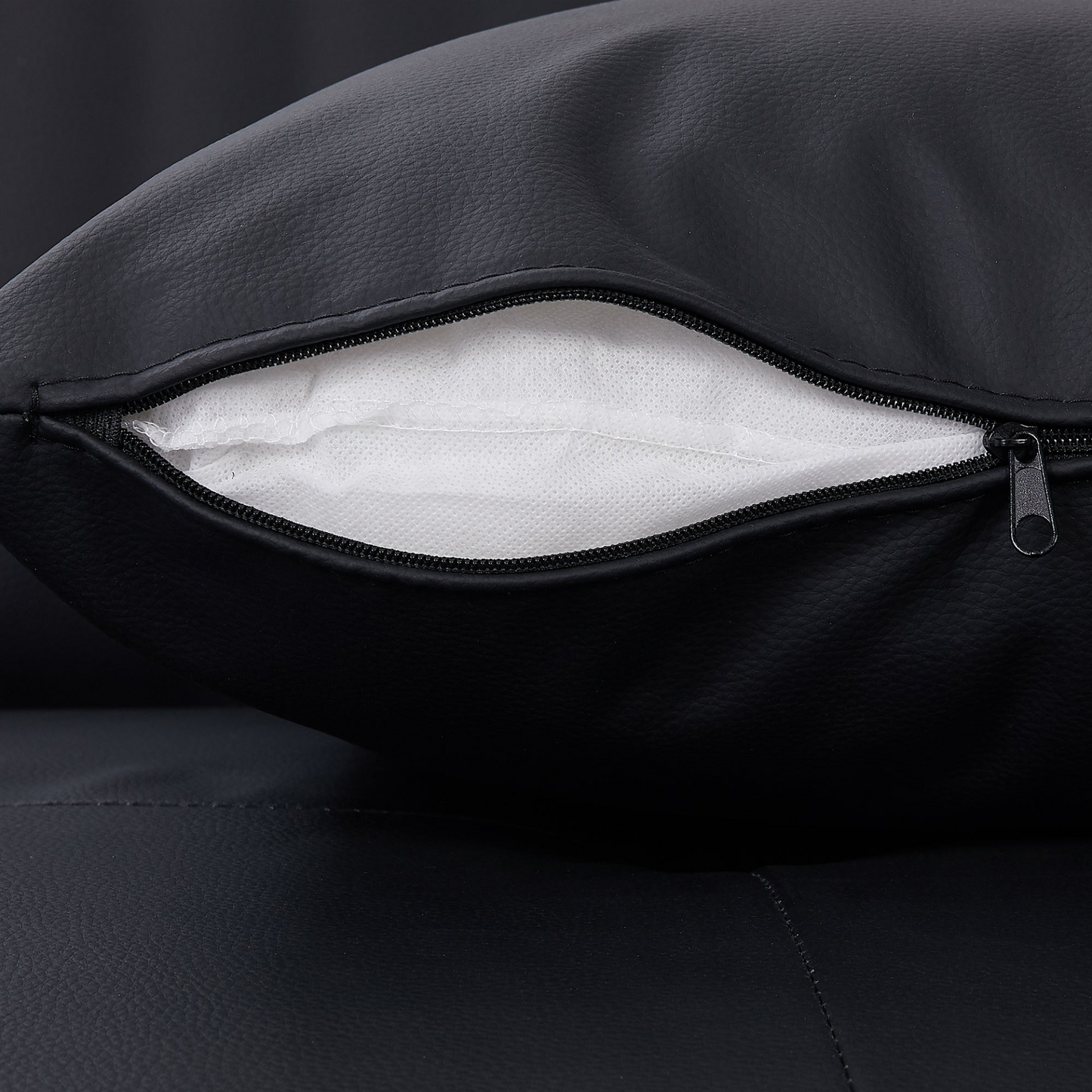 [product_type] | 107" Contemporary Sofa Stylish Sofa Couch with Round Storage Ottoman and Three Removable Pillows, Black | casafoyer.myshopify.com