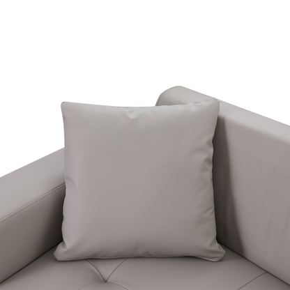 [product_type] | 107" Contemporary Sofa Stylish Sofa Couch with a Round Storage Ottoman and Three Removable Pillows for Living Room, Grey | casafoyer.myshopify.com