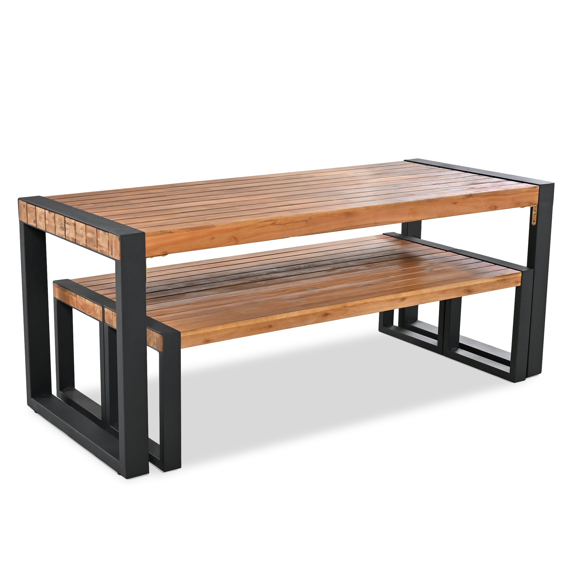 Patio Furntiure Sets | 3-pieces Outdoor Dining Table With 2 Benches | Patio Dining Set | casafoyer.myshopify.com