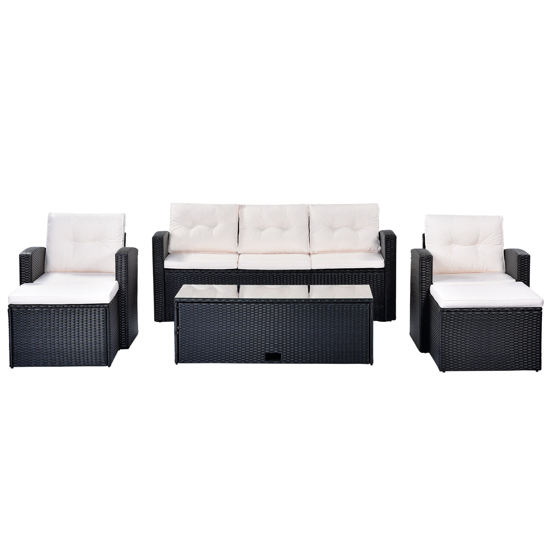 Patio Furntiure Sets | 6-piece All-Weather Wicker PE Rattan Patio Outdoor Dining Conversation Sectional Set | casafoyer.myshopify.com