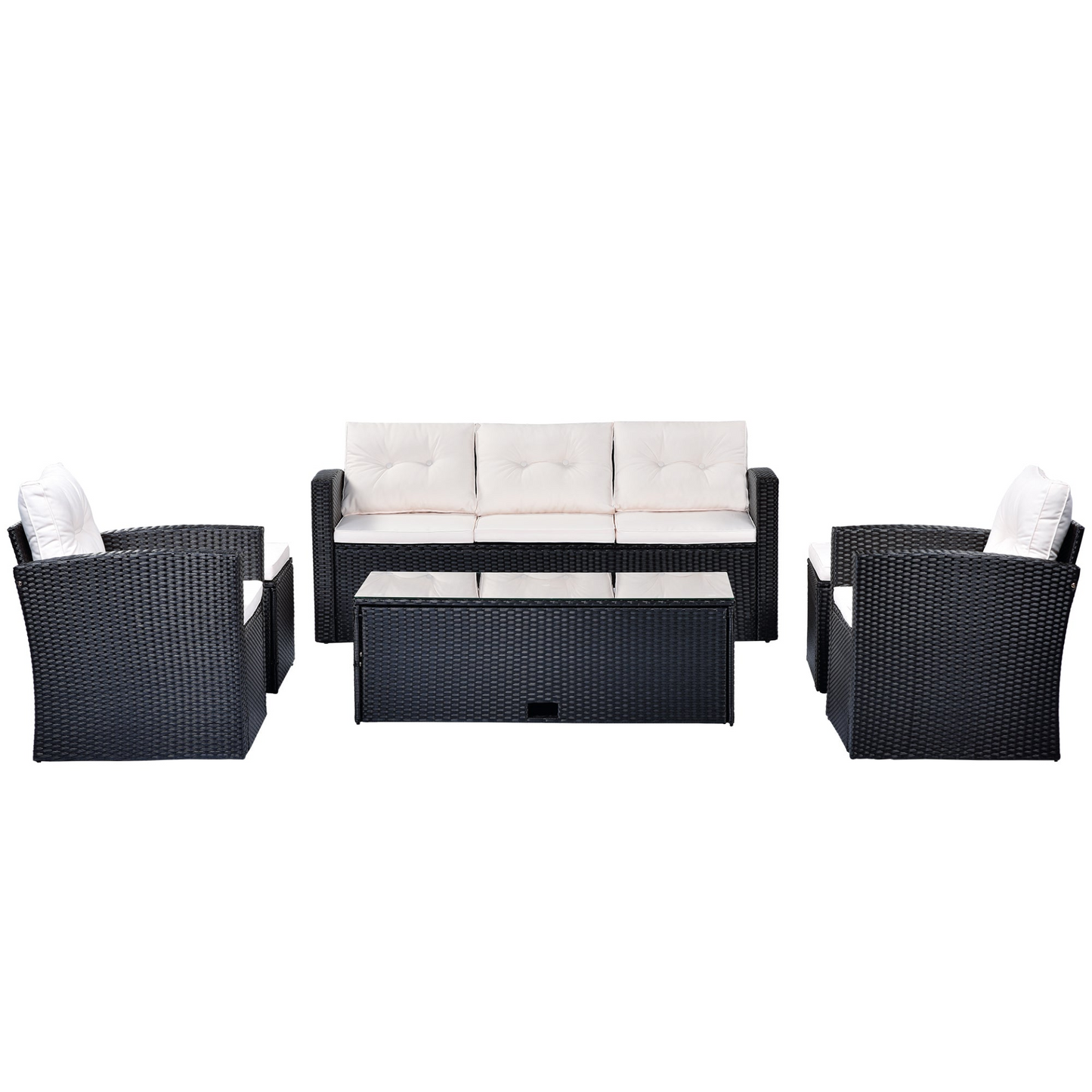 Patio Furntiure Sets | 6-piece All-Weather Wicker PE Rattan Patio Outdoor Dining Conversation Sectional Set | casafoyer.myshopify.com