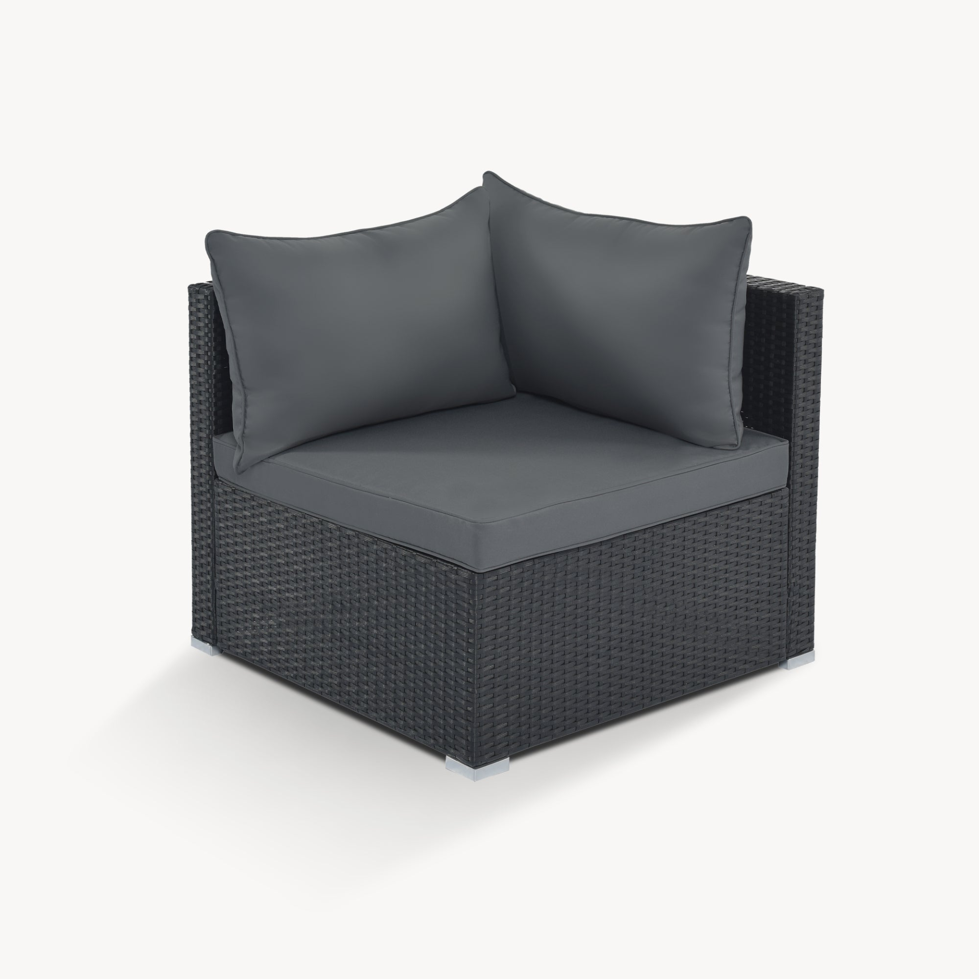 Patio Furntiure Sets | 8-Pieces Outdoor Patio Furniture Sets, Garden Conversation Wicker Sofa Set, Single Sofa Combinable, Gray Cushions Black Wicker | casafoyer.myshopify.com