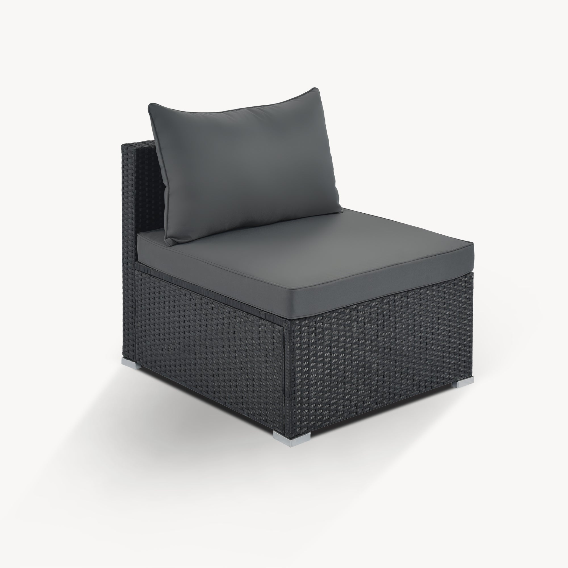 Patio Furntiure Sets | 8-Pieces Outdoor Patio Furniture Sets, Garden Conversation Wicker Sofa Set, Single Sofa Combinable, Gray Cushions Black Wicker | casafoyer.myshopify.com