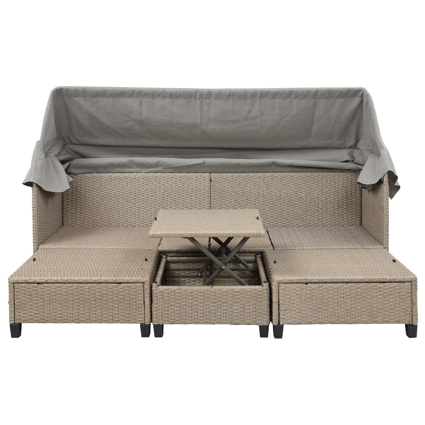 Sofa & Chair sets | 4 Piece UV-Proof Resin Wicker Patio Sofa Set with Retractable Canopy, Cushions and Lifting Table, Brown | casafoyer.myshopify.com