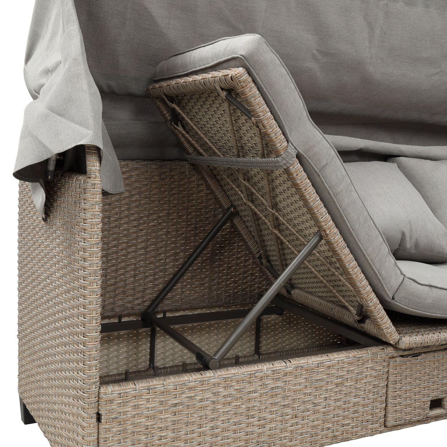 Sofa & Chair sets | 4 Piece UV-Proof Resin Wicker Patio Sofa Set with Retractable Canopy, Cushions and Lifting Table, Brown | casafoyer.myshopify.com