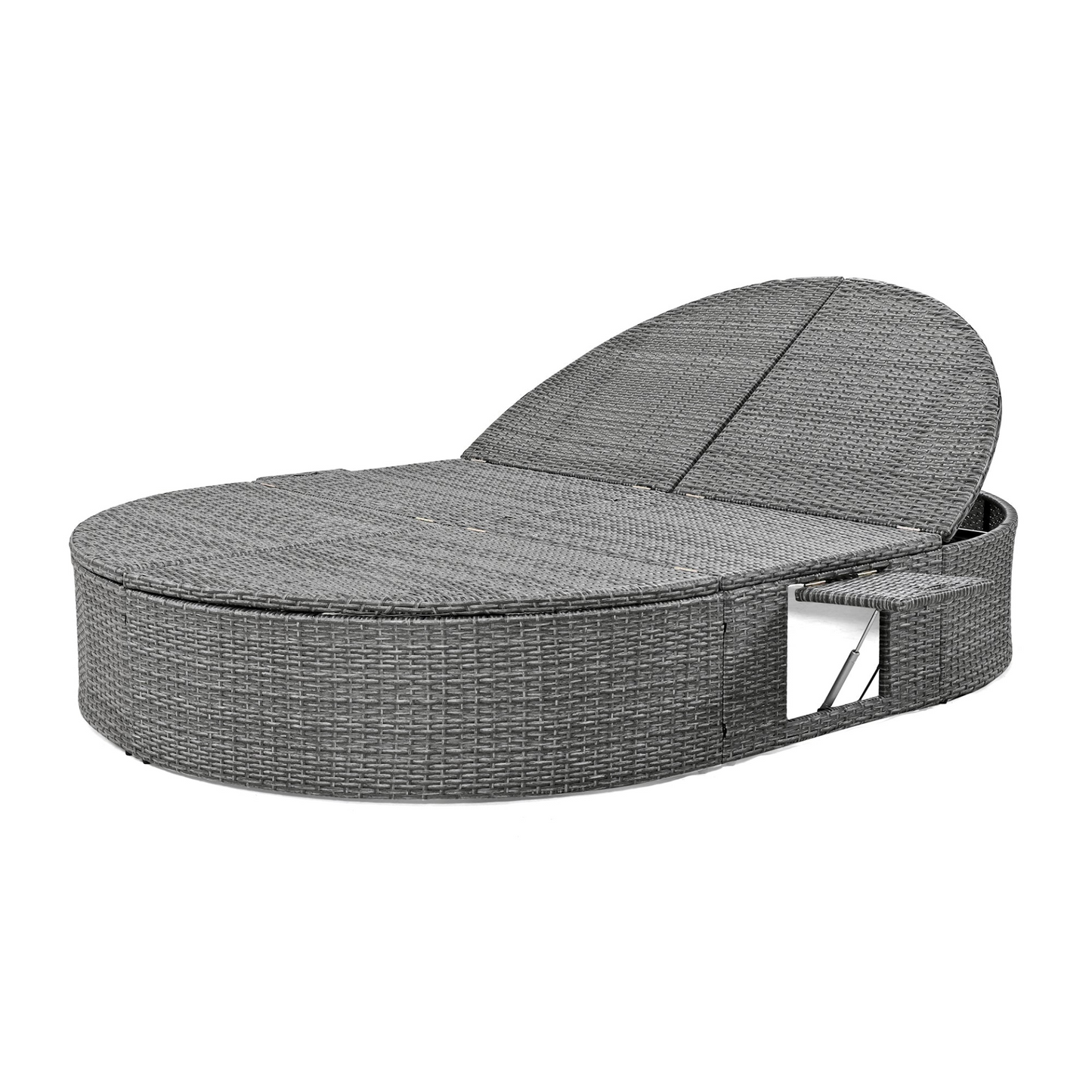 Patio Furntiure Sets | Outdoor Sun Bed Patio 2-Person Daybed with Cushions and Pillows, Rattan Garden Reclining Chaise Lounge with Adjustable Backrests and Foldable Cup Trays for Lawn, Poolside, Beige | casafoyer.myshopify.com