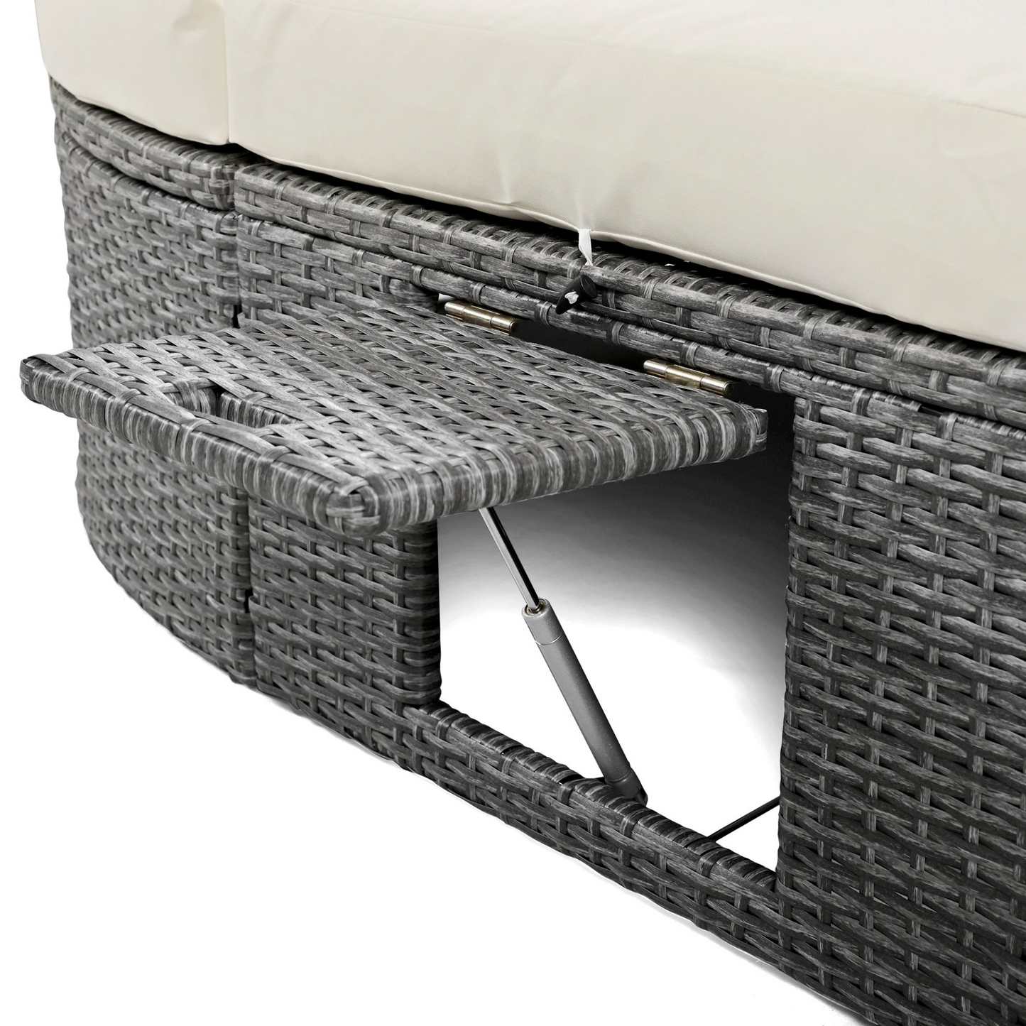 Patio Furntiure Sets | Outdoor Sun Bed Patio 2-Person Daybed with Cushions and Pillows, Rattan Garden Reclining Chaise Lounge with Adjustable Backrests and Foldable Cup Trays for Lawn, Poolside, Beige | casafoyer.myshopify.com